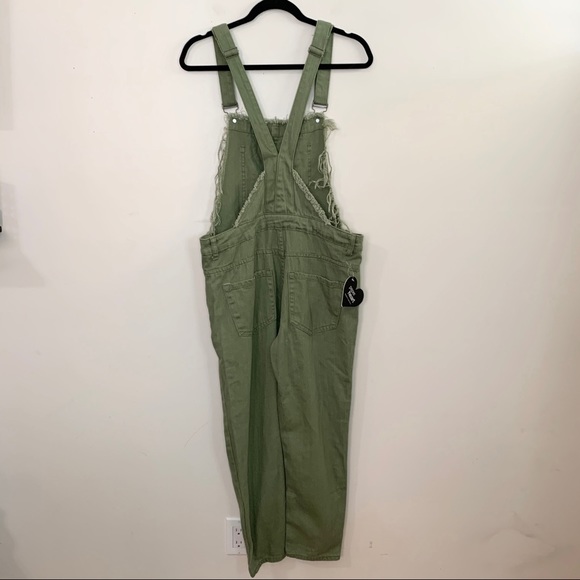 PAPER HEART Olive Denim Distressed Skinny Overalls - Picture 9 of 16